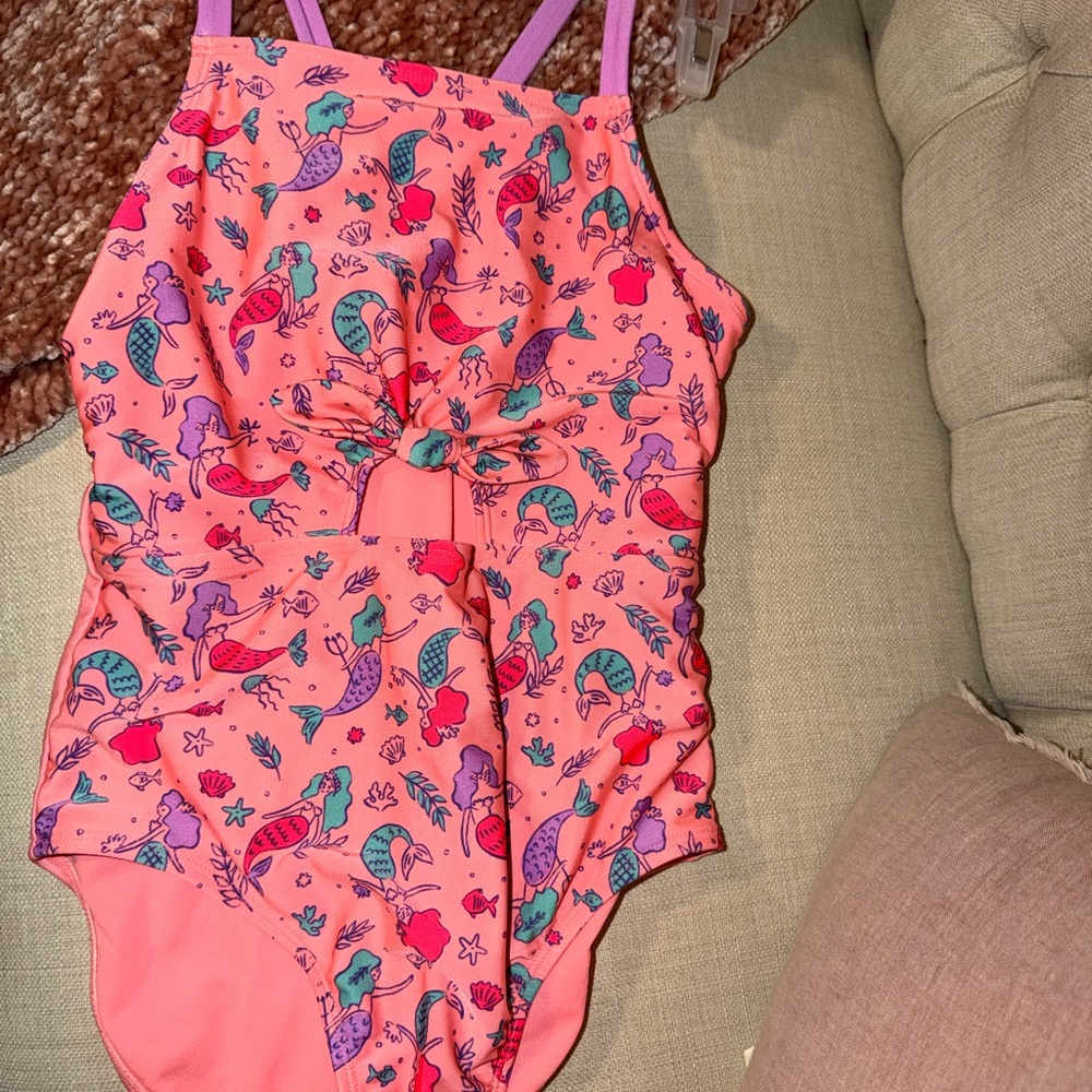 Cat & Jack Coral Pink Girls' One-Piece Swimsuit